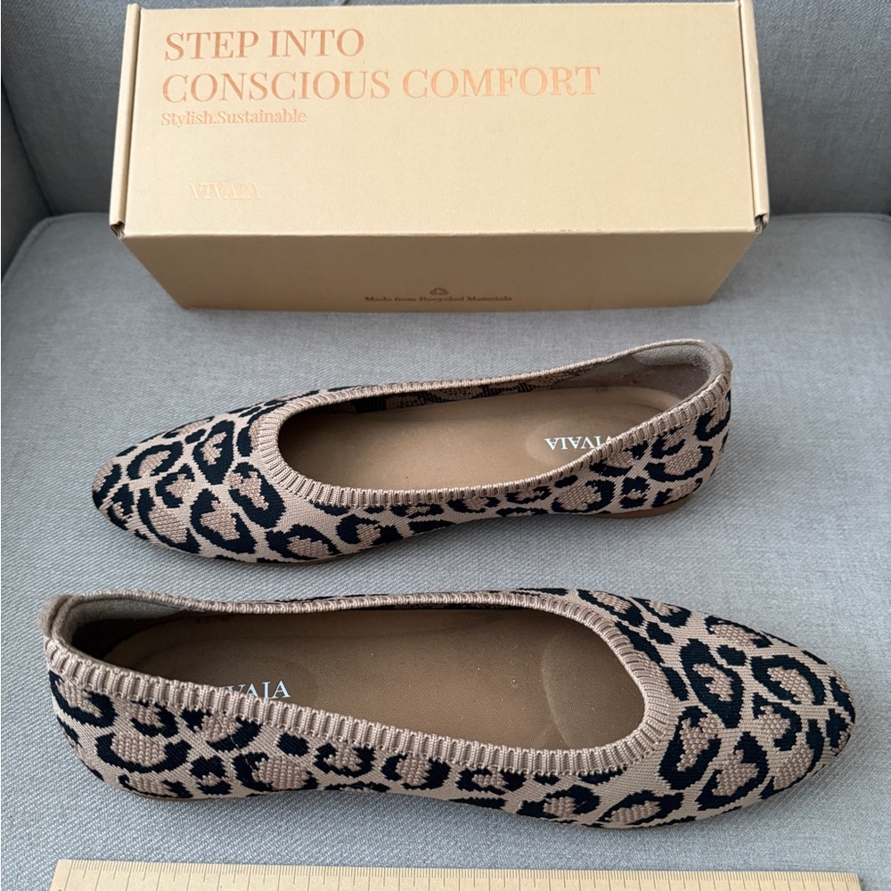VIVAIA Leopard Print Women's Flats - Black and Tan